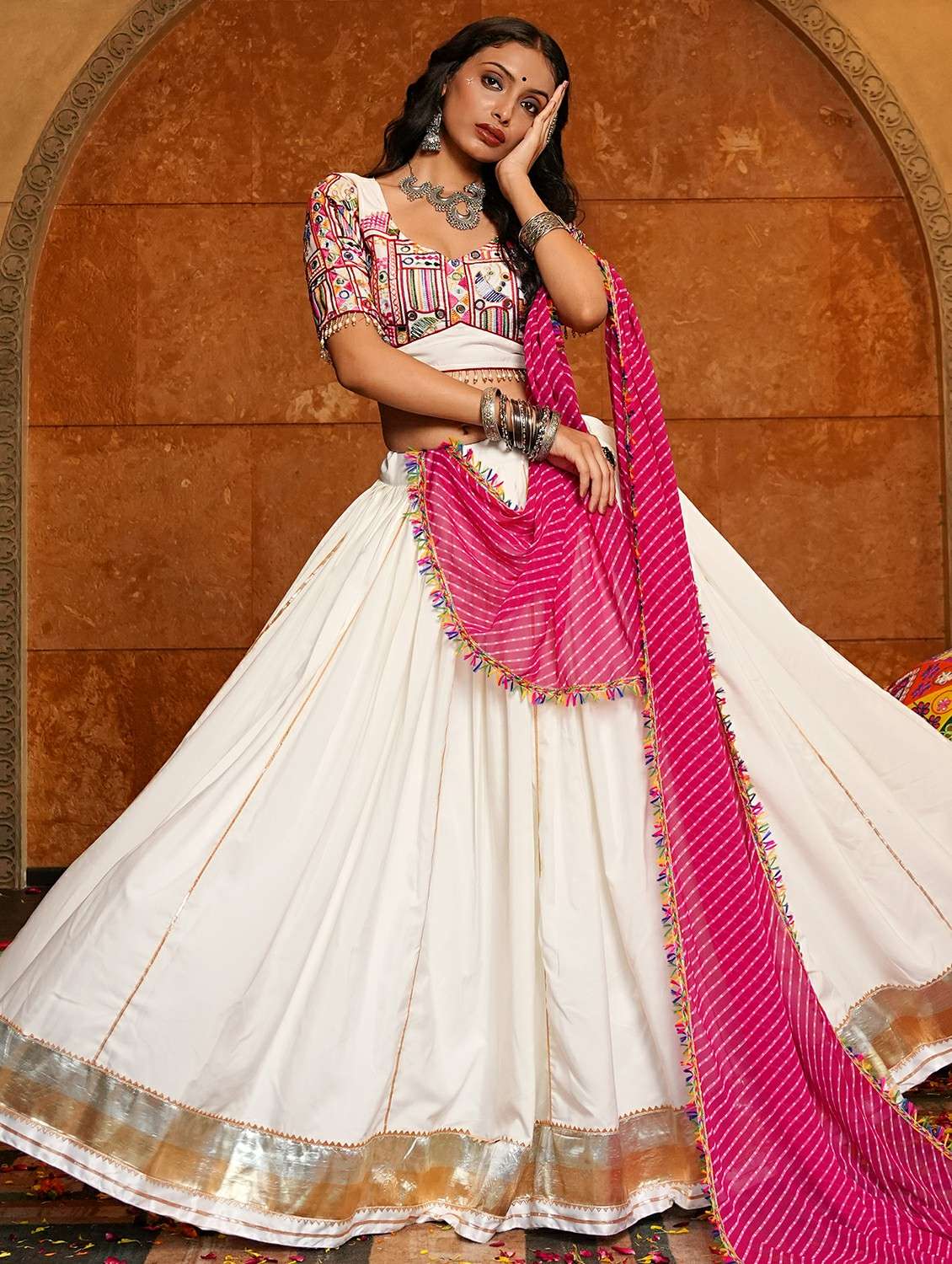 women solid flared semi-stitched lehenga