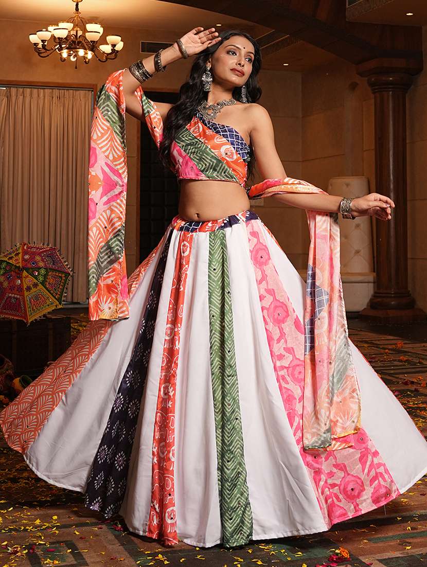 women printed flared semi-stitched lehenga - 22389714 -  Standard Image - 2