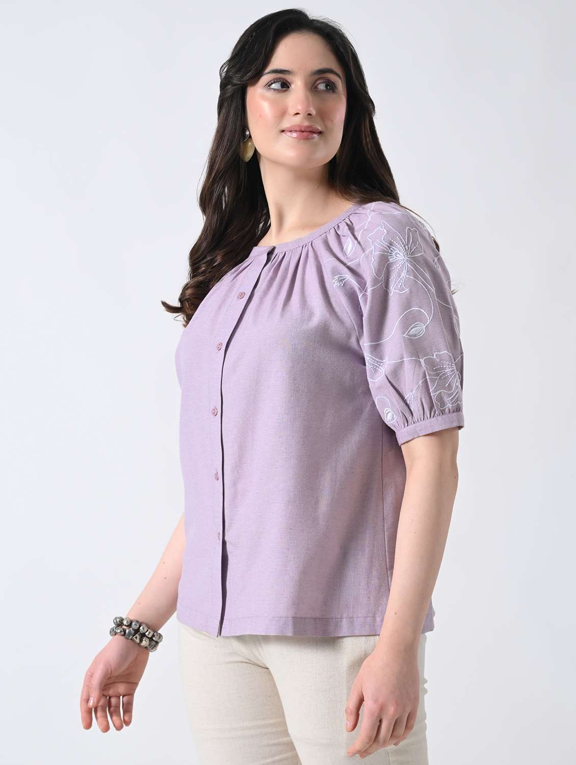 Women Embroidered Round Neck Regular Top - 22389754 -  Standard Image - 2