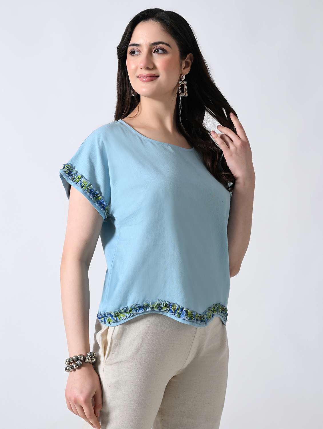 women solid round neck regular top - 22389760 -  Standard Image - 2