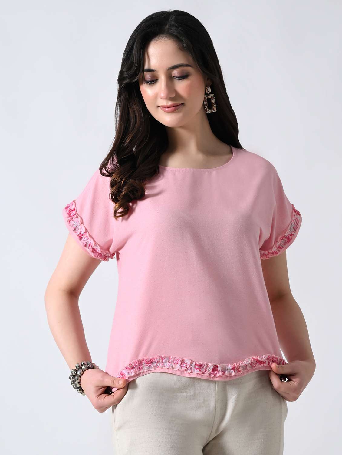 women solid round neck regular top - 22389761 -  Standard Image - 2