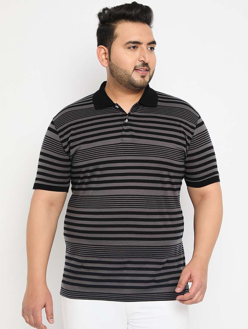 men striped short sleeve regular fit polo t-shirt