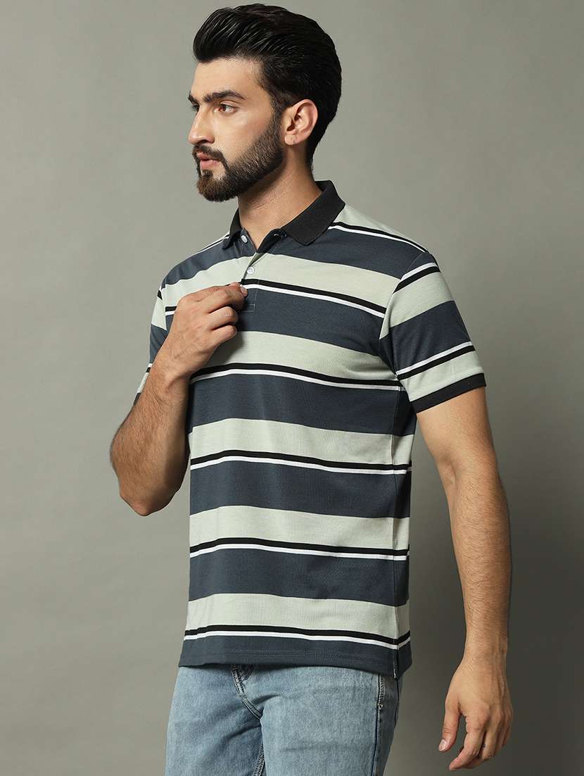 men striped short sleeve regular fit polo t-shirt - 22389809 -  Standard Image - 2