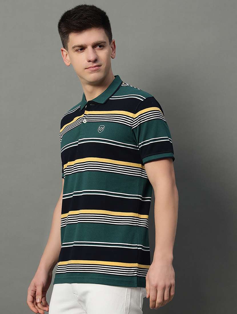 men striped short sleeve regular fit polo t-shirt - 22389919 -  Standard Image - 2