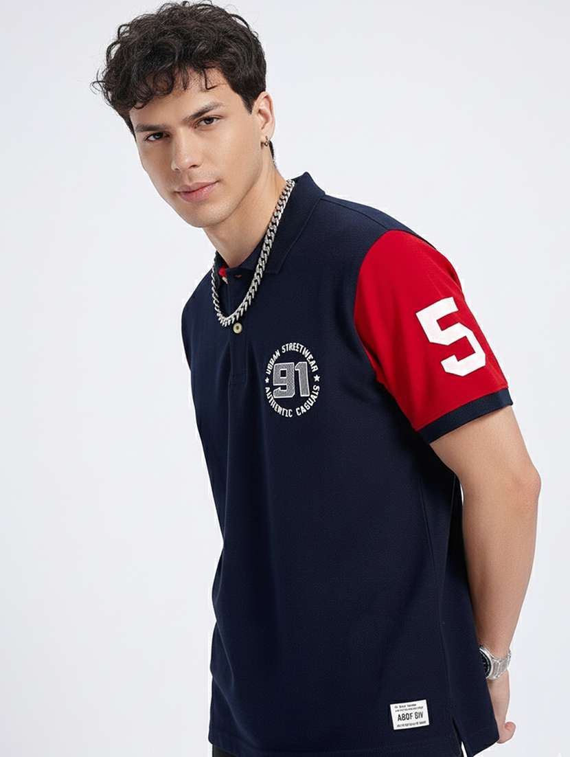 men color block short sleeve regular fit t-shirt - 22390057 -  Standard Image - 2