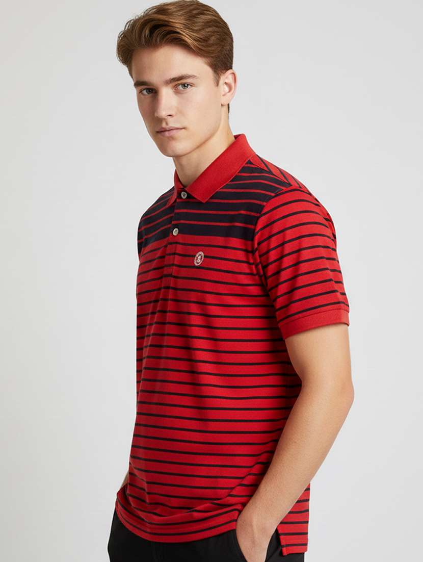 men striped short sleeve regular fit polo t-shirt - 22390064 -  Standard Image - 2