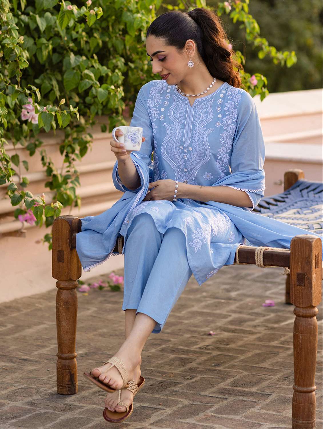 blue cotton kurta pant  set - 22390173 -  Standard Image - 2