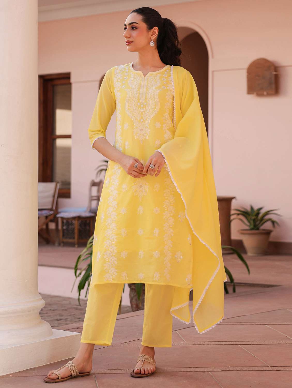 yellow cotton kurta pant  set - 22390175 -  Standard Image - 2