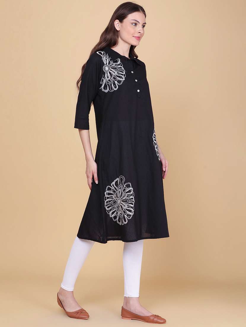 Women Embroidered Three Quarter Sleeve A-line Kurta - 22390985 -  Standard Image - 2