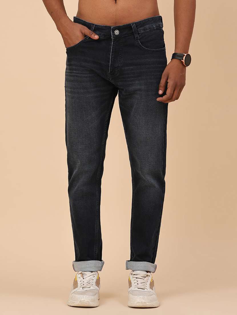men washed mid rise slim fit jeans