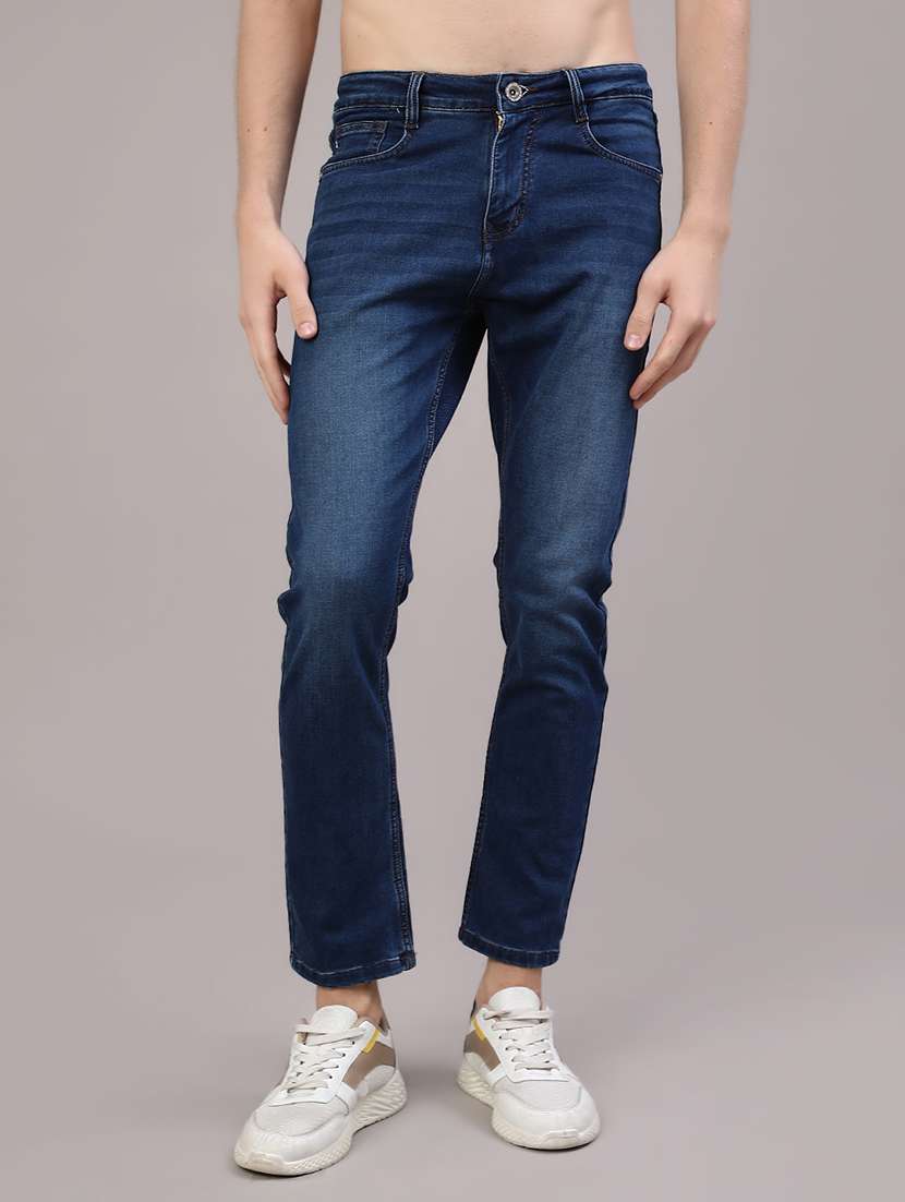 men washed mid rise slim fit jeans