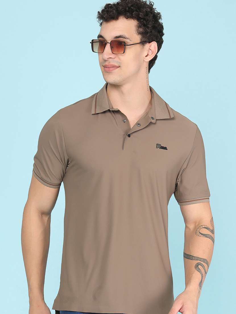 men solid short sleeves polo t-shirt