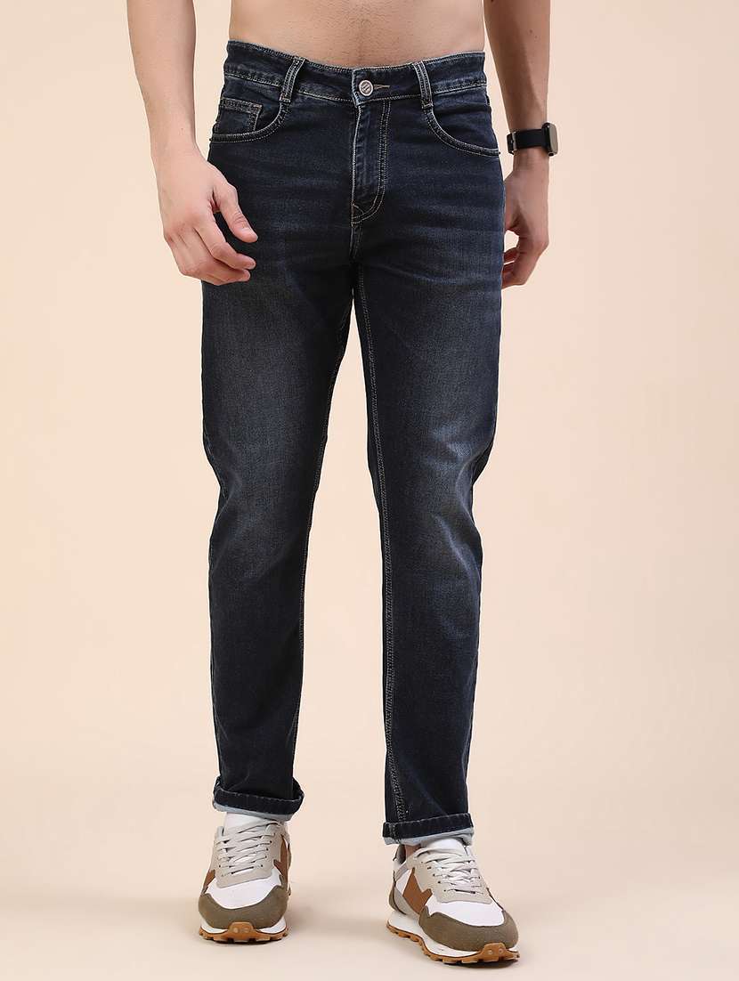 men washed mid rise slim fit jeans