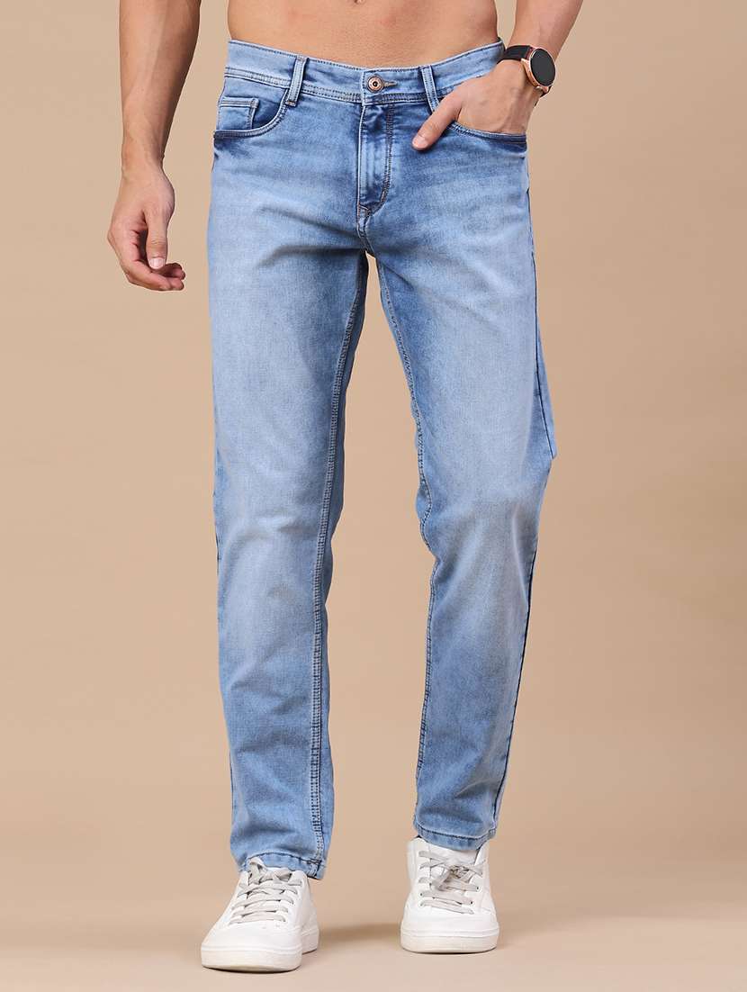 men washed mid rise slim fit jeans