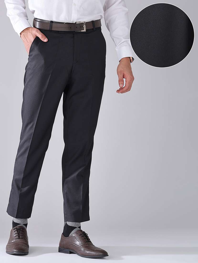 Men Solid Mid Rise Regular Fit Formal Trouser - 22391282 -  Standard Image - 2