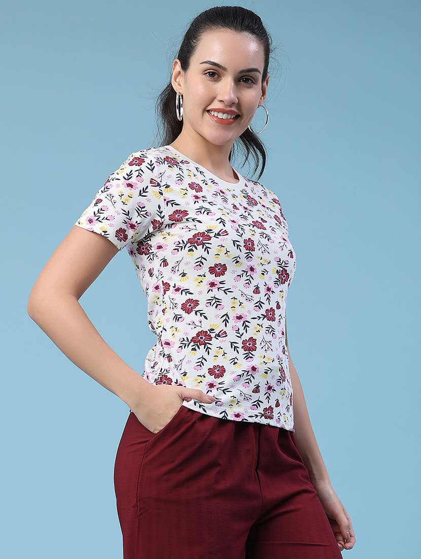 women printed round neck regular t-shirt - 22391371 -  Standard Image - 2