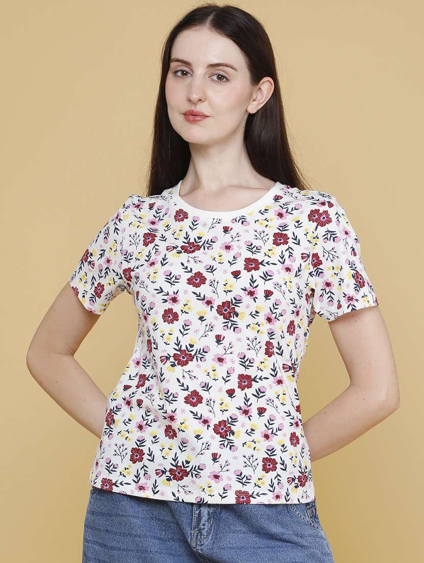 women printed round neck regular t-shirt - 22391372 -  Standard Image - 2