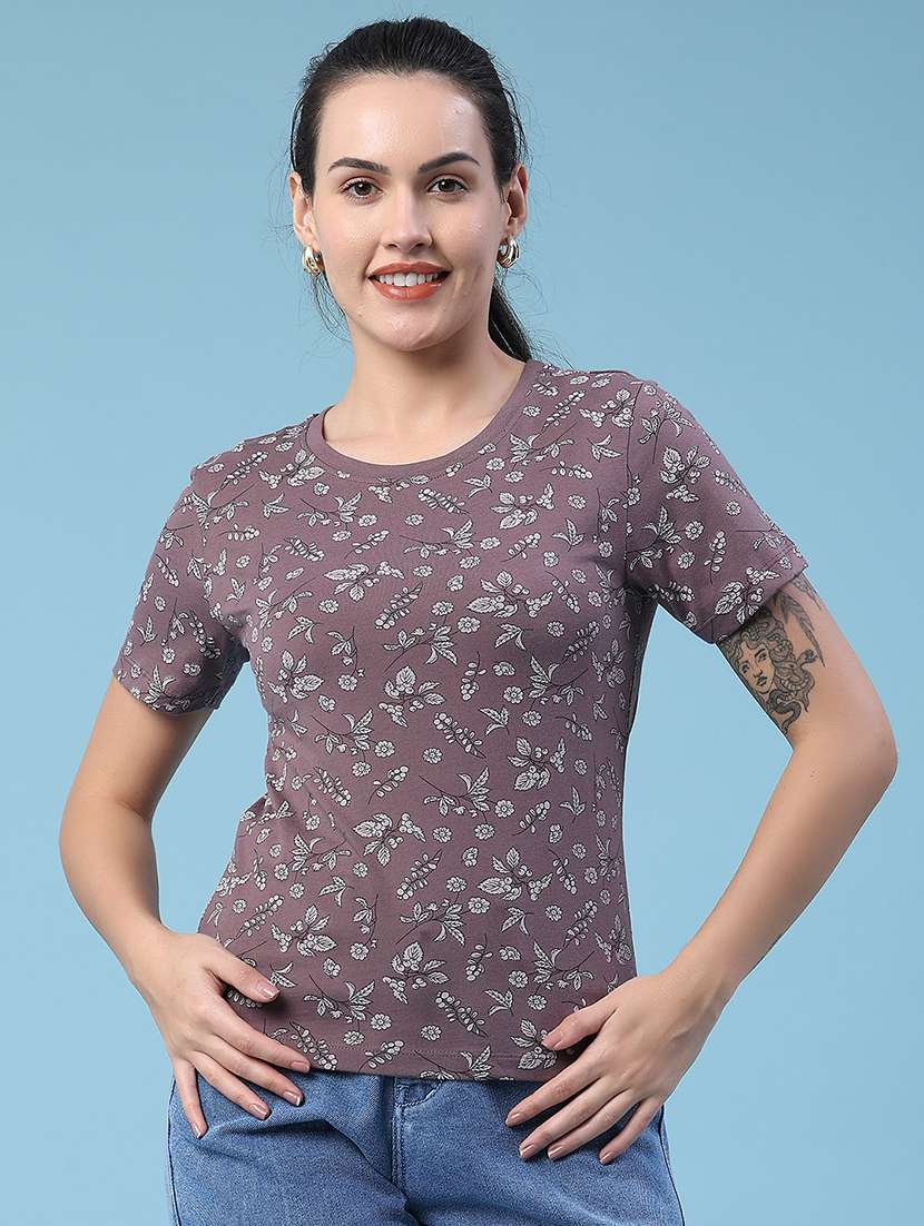 women printed round neck regular t-shirt - 22391374 -  Standard Image - 2