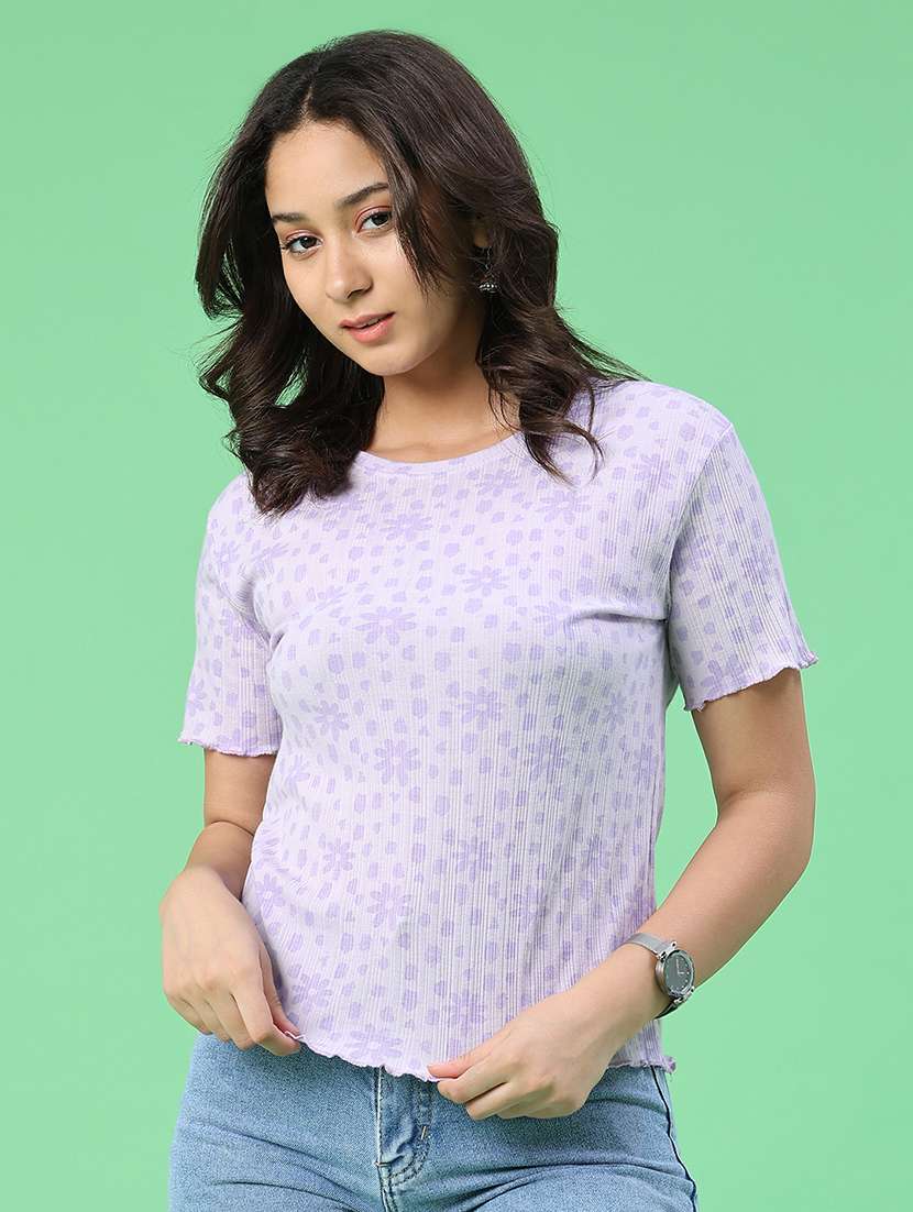 women floral printed round neck short sleeves t-shirt - 22391383 -  Standard Image - 2