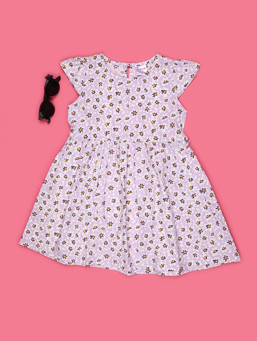 Girls Floral Cap Sleeve Frock - 22391404 -  Standard Image - 2