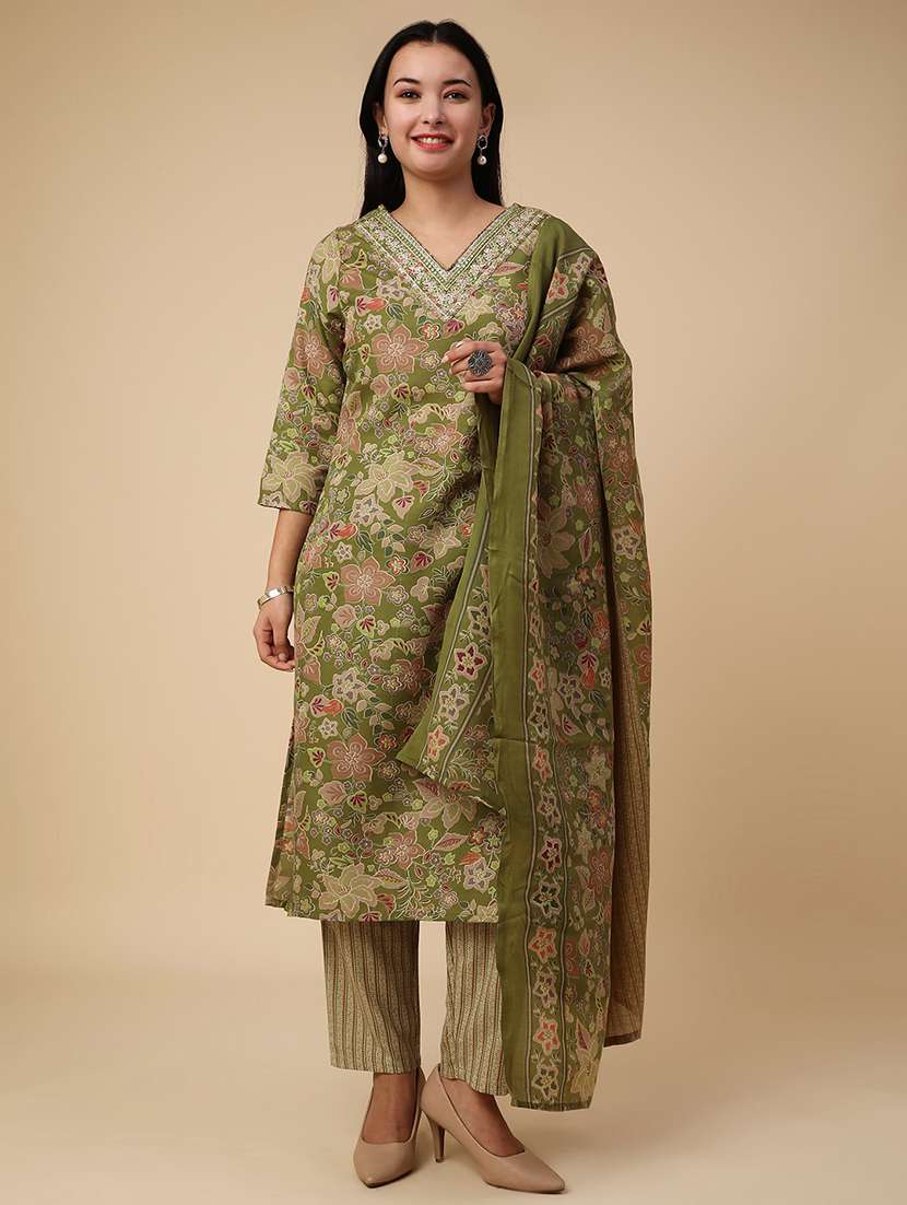 green cotton kurta pant  set - 22391435 -  Standard Image - 2