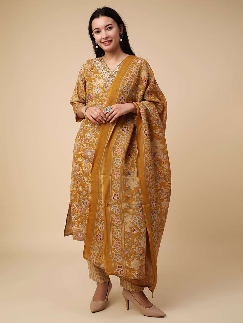 mustard cotton kurta palazzo  set - 22391436 -  Standard Image - 2