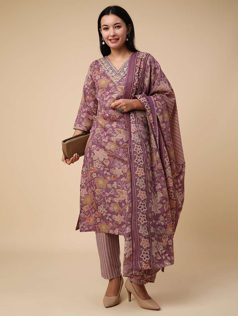purple cotton kurta salwar  set