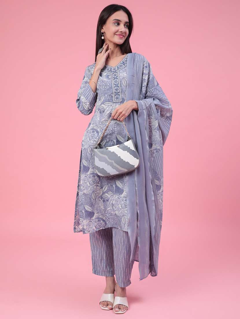 blue cotton kurta palazzo  set