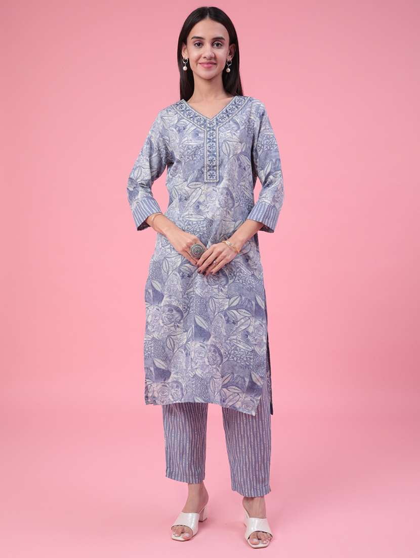 blue cotton kurta palazzo  set - 22391439 -  Standard Image - 2
