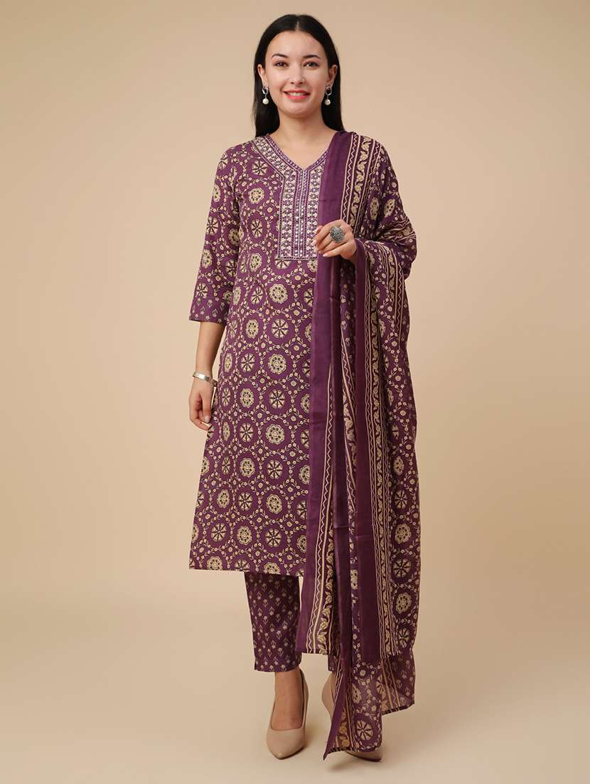 purple cotton kurta pant  set - 22391445 -  Standard Image - 2