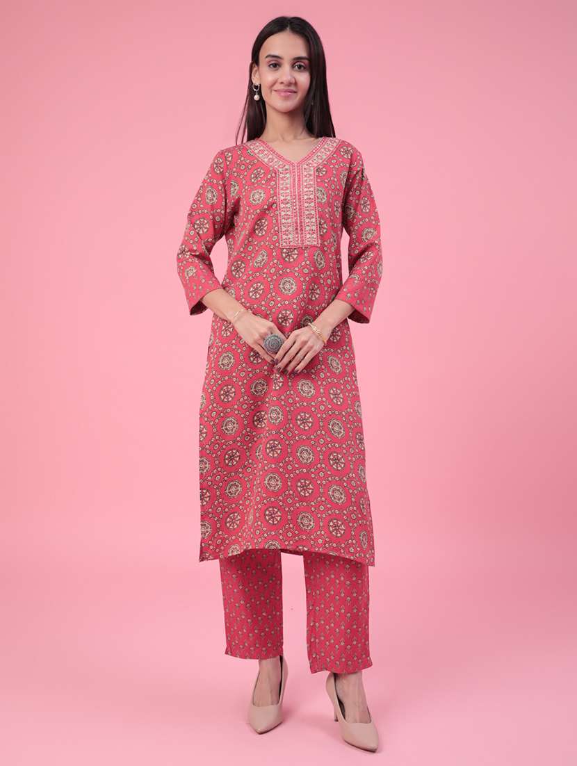 red cotton kurta pant  set - 22391446 -  Standard Image - 2
