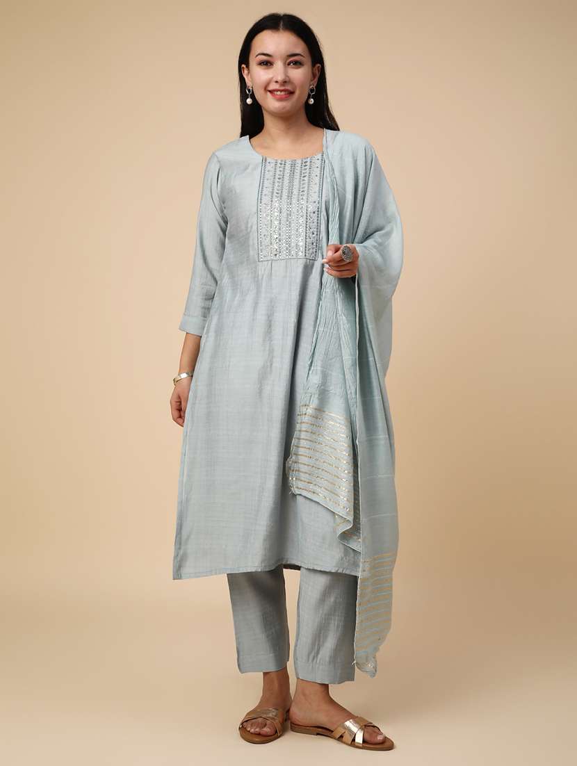 blue cotton kurta dupatta  set - 22391449 -  Standard Image - 2