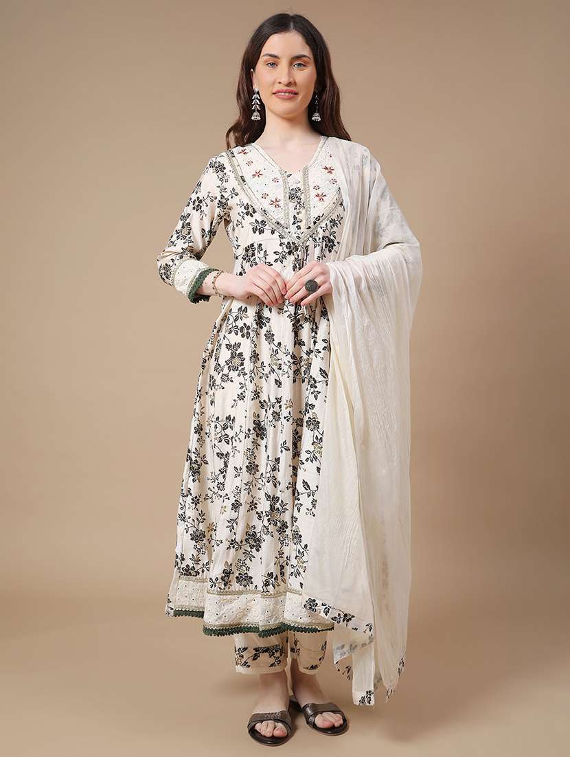 off white cotton kurta dupatta  set