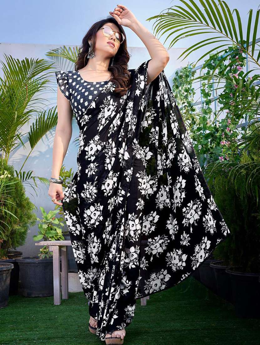 women floral printed saree with blouse - 22391470 -  Standard Image - 2