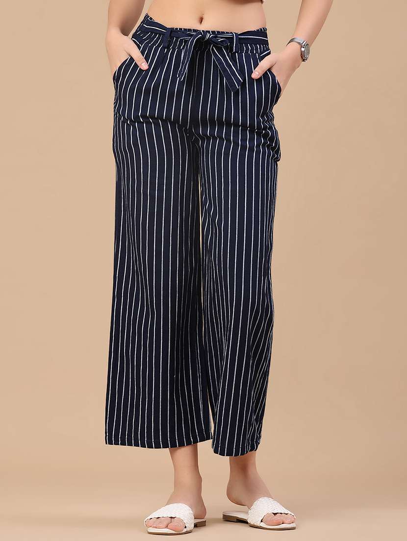 women printed mid rise straight fit palazzo