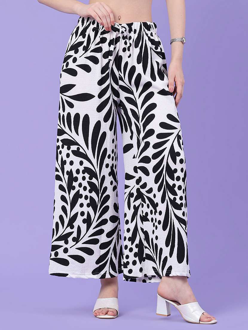 women printed mid rise wide leg palazzo - 22391555 -  Standard Image - 2