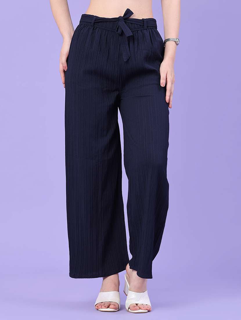 women self design mid rise wide leg trouser - 22391559 -  Standard Image - 2