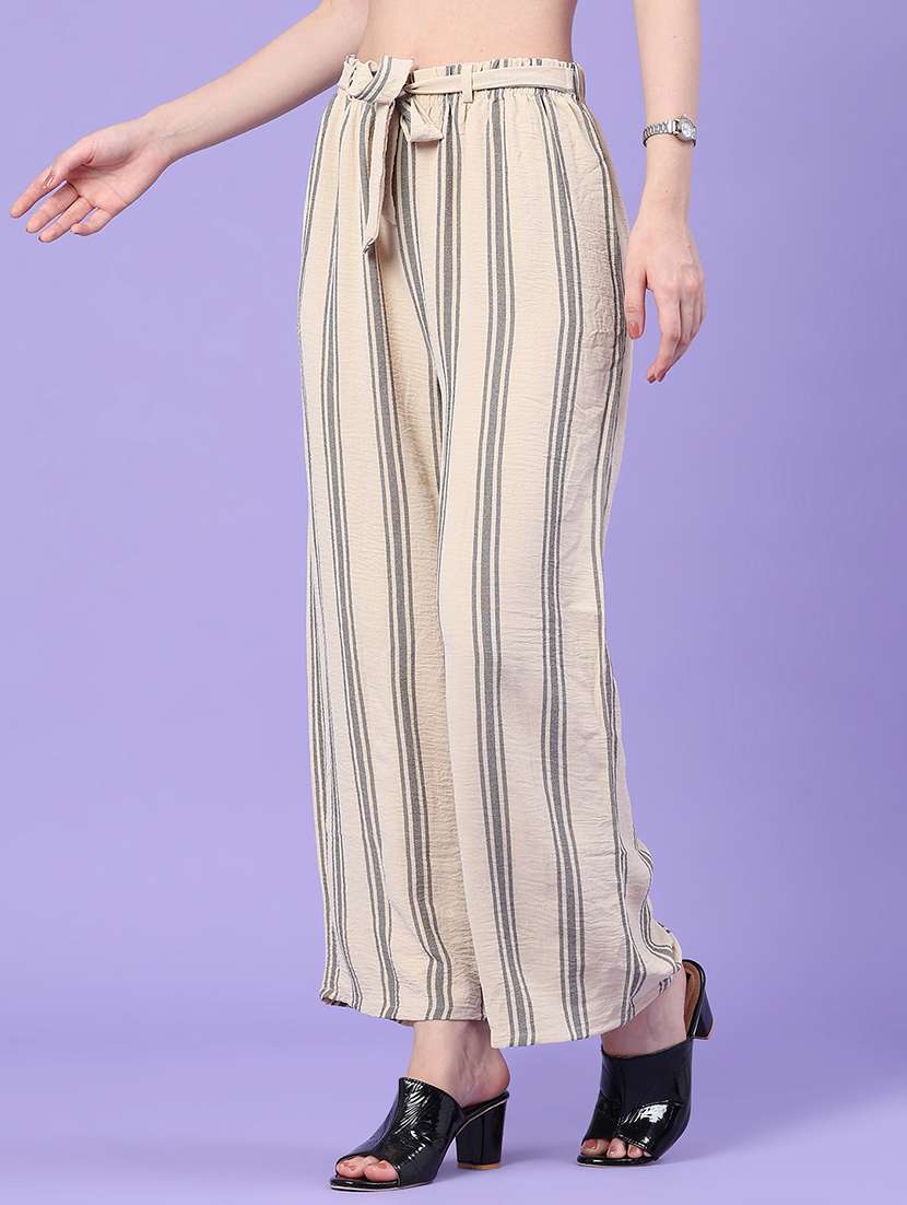 women printed mid rise wide leg trouser