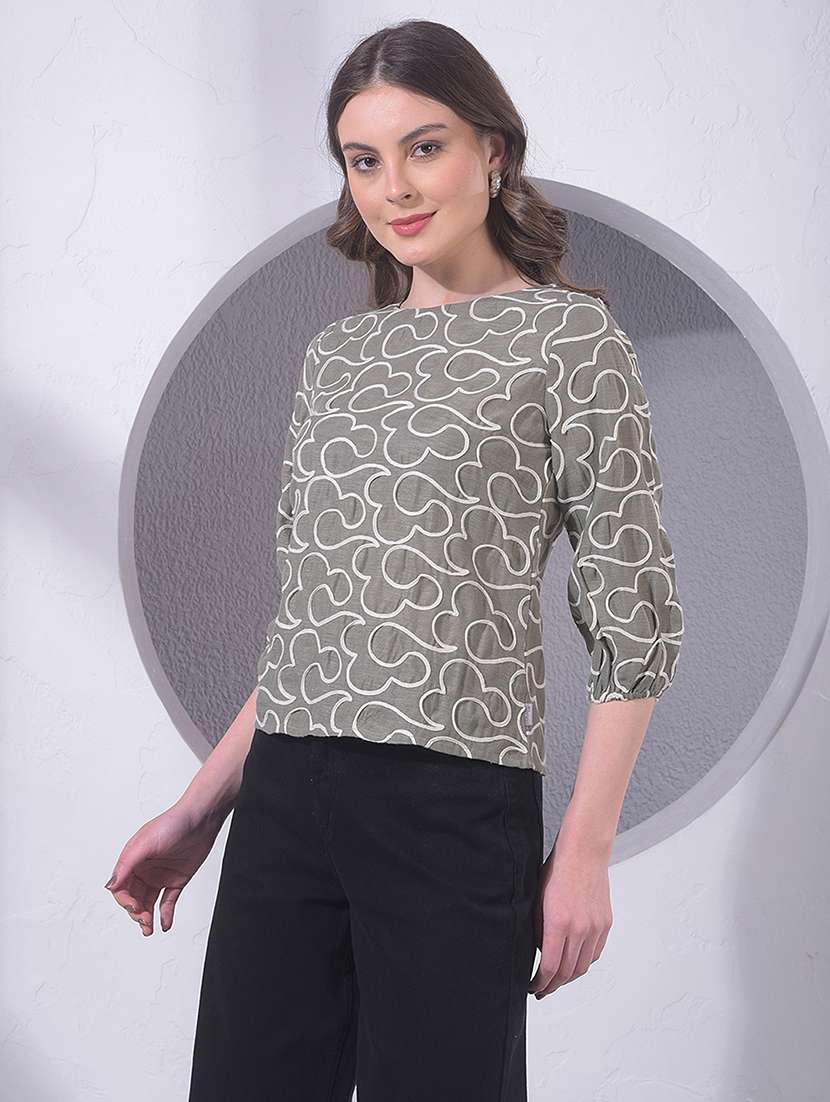 Women Embroidered Three Quarter Sleeve Top - 22391589 -  Standard Image - 2