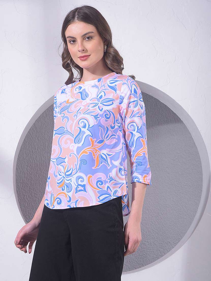 women three quarter sleeve regular top - 22391590 -  Standard Image - 2