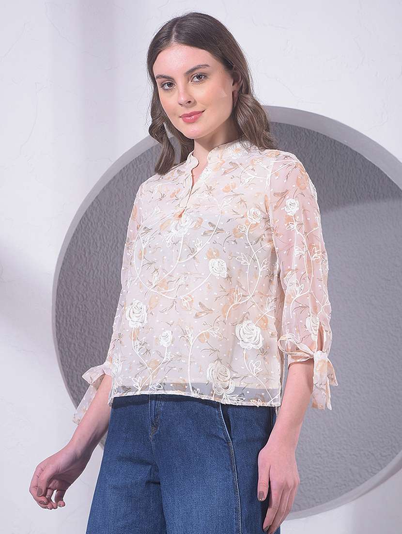 Women Three Quarter Sleeve Regular Top - 22391598 -  Standard Image - 2