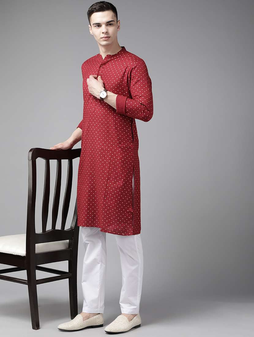 men printed long sleeve kurta pyjama set - 22391678 -  Standard Image - 2