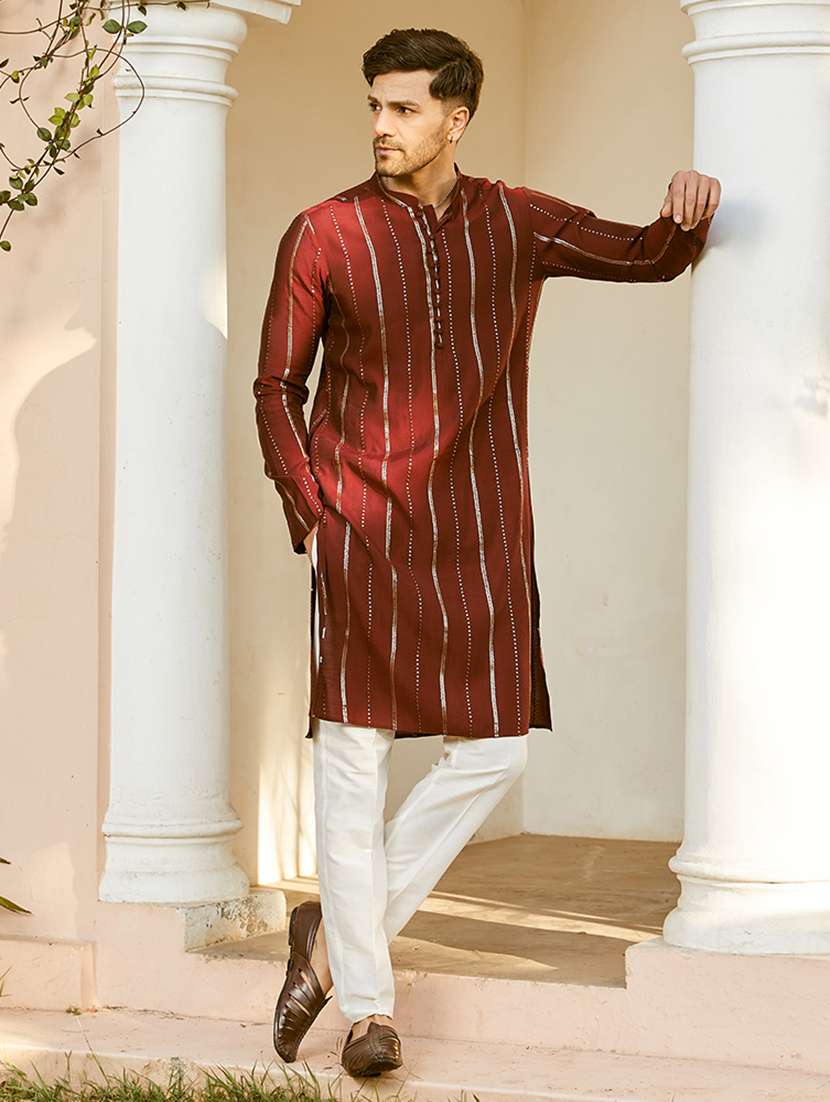 men self design long sleeve kurta pyjama set - 22391687 -  Standard Image - 2