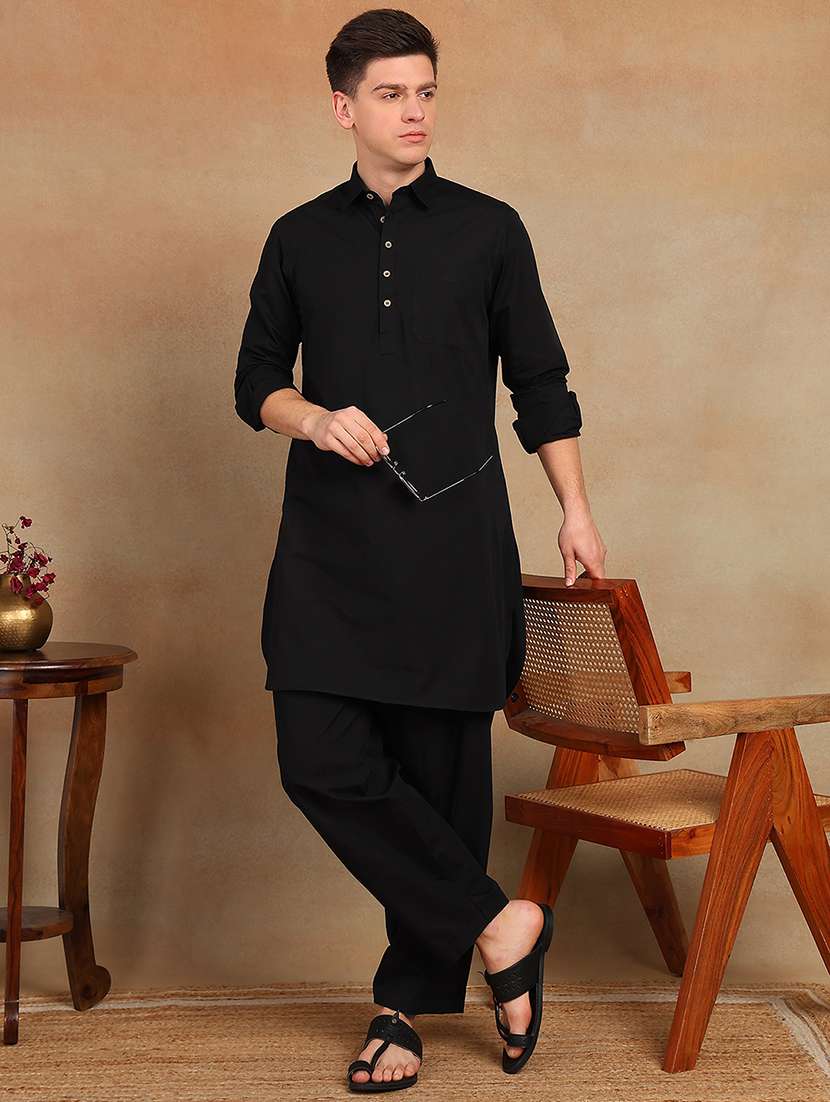 men solid long sleeve pathani ethnic wear set - 22391708 -  Standard Image - 2