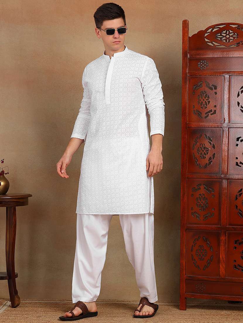 men self design long sleeve kurta salwar set - 22391721 -  Standard Image - 2