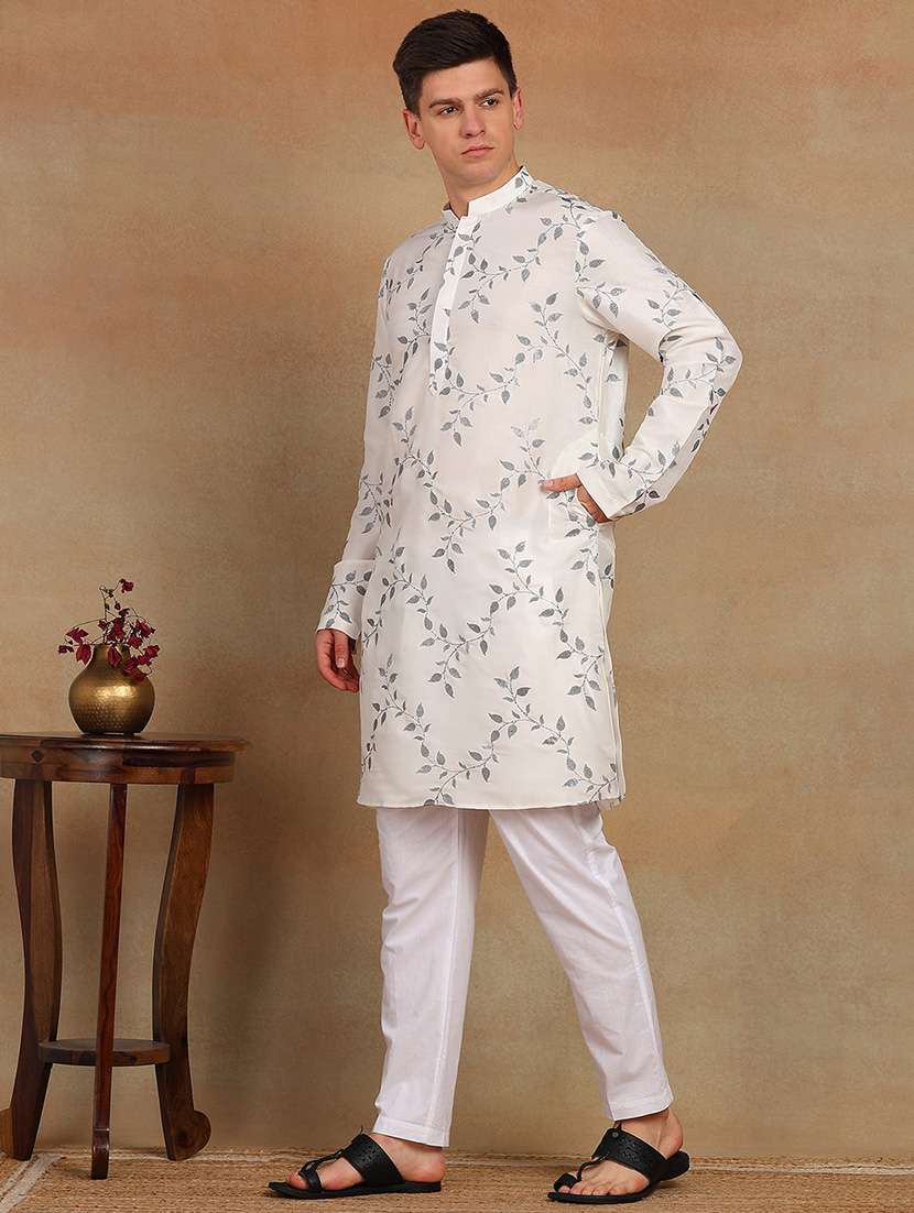 men printed long sleeve kurta salwar set - 22391725 -  Standard Image - 2
