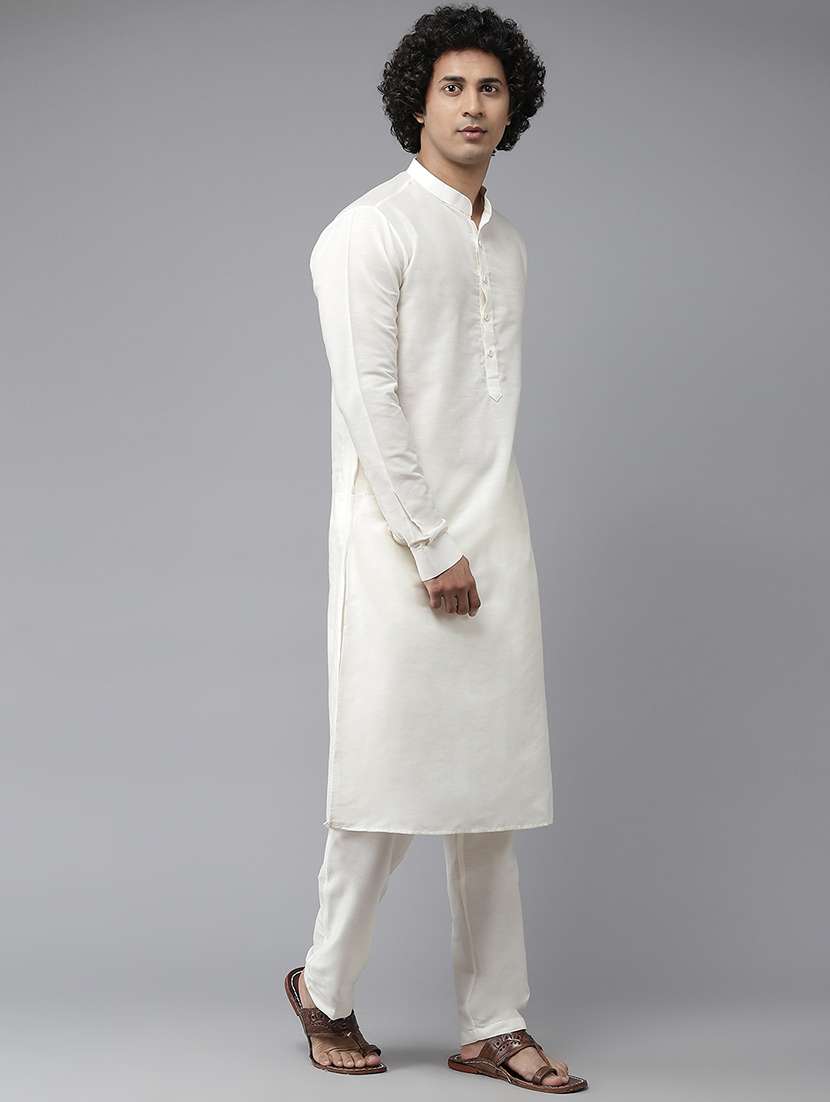 men self design mandarin neck kurta pyjama with jacket set - 22391728 -  Standard Image - 2