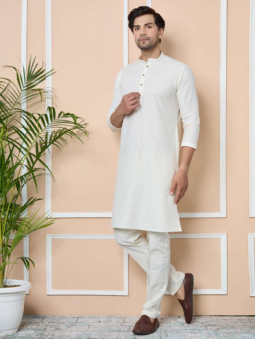 men mandarin neck kurta pyjama with jacket ethnic wear set - 22391824 -  Standard Image - 2