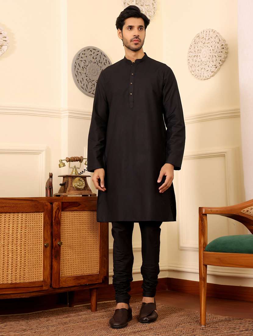 men mandarin neck kurta pyjama with jacket ethnic wear set - 22391844 -  Standard Image - 2