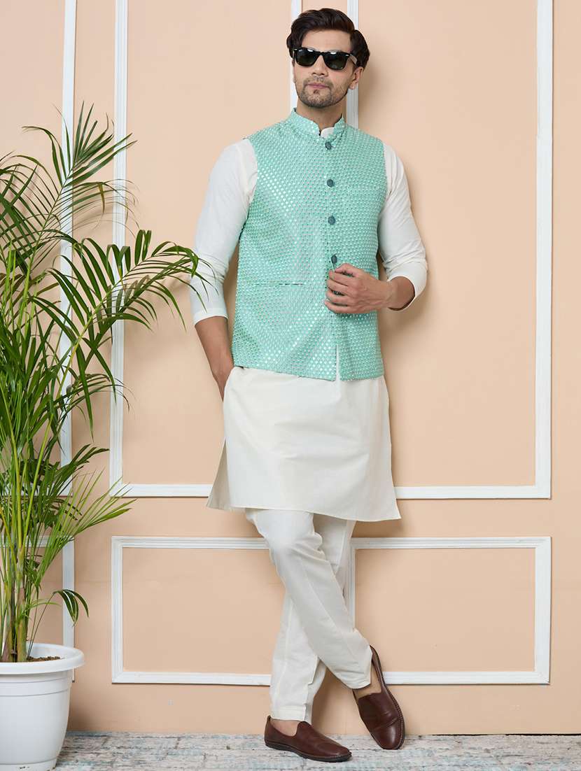 men self design sleeveless nehru jacket - 22391891 -  Standard Image - 2